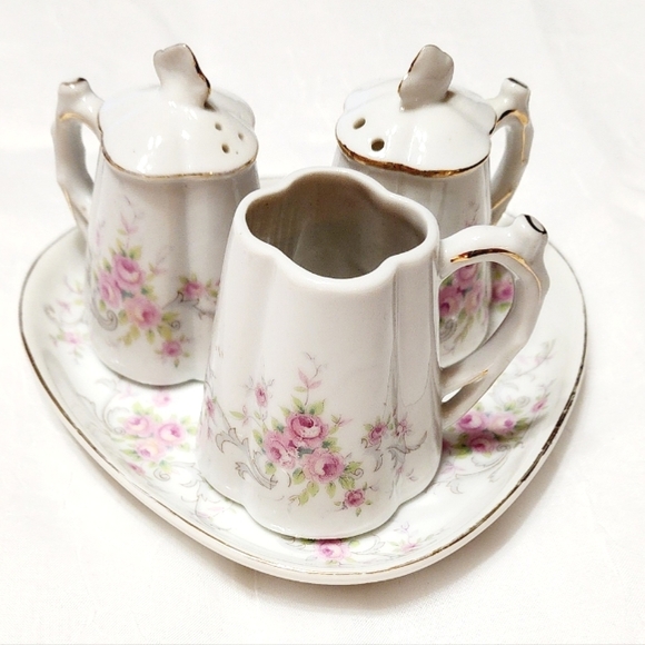 Lefton Other - Vintage Lefton Handpainted Salt/Pepper Shaker, Toothpick Holder & Tray 1915N